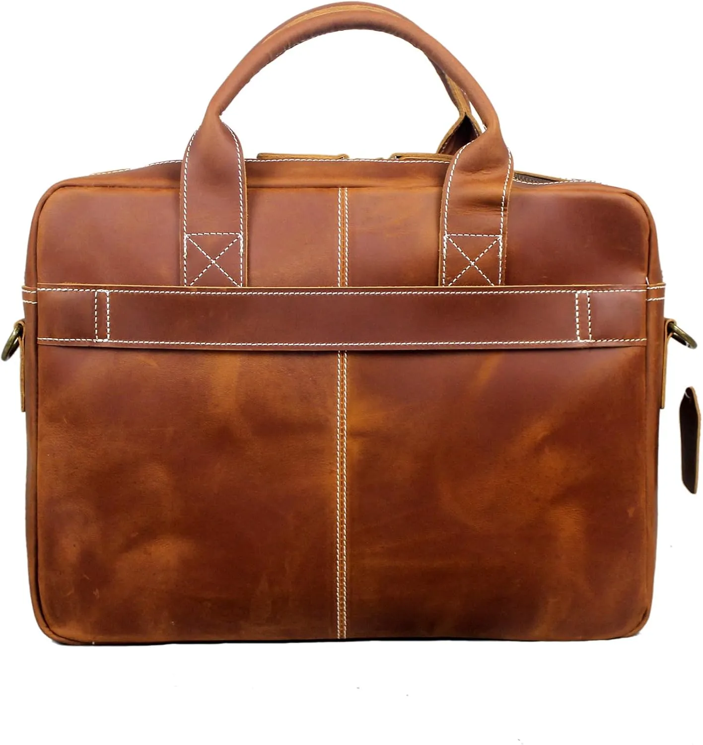 16" Full Grain Leather Briefcase Laptop Bag Shoulder Messenger Bag Classic Handbag for Business or Travel