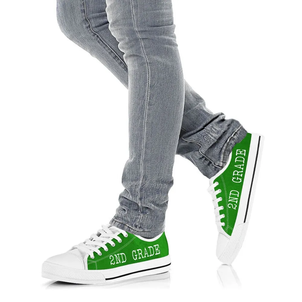 2Nd Grade All Green Shoes, Teacher Shoes, Low Top Sneakers