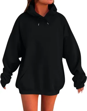 ADHOWBEW Womens Hoodies 2024 Fashion Oversized Drop Shoulder Long Sleeve Drawstring Sweatshirt Pullover with Pockets