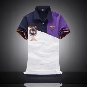 Aeronautica Helicopter Task Force Short Sleeve Shirt Polo-Navy Blue-White