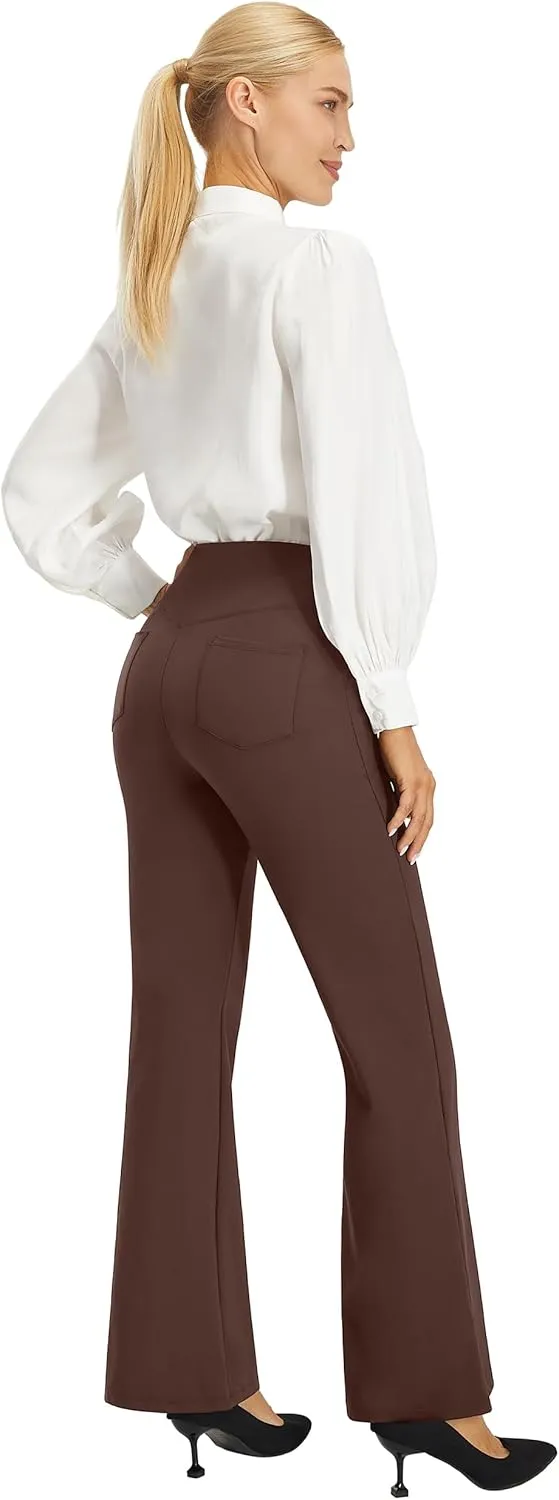 AFITNE Women's Yoga Dress Pants High Waist Pull On Work Pants 2025 Stretchy Office Casual Slacks