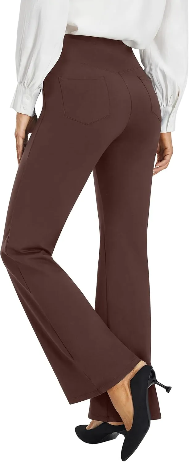AFITNE Women's Yoga Dress Pants High Waist Pull On Work Pants 2025 Stretchy Office Casual Slacks
