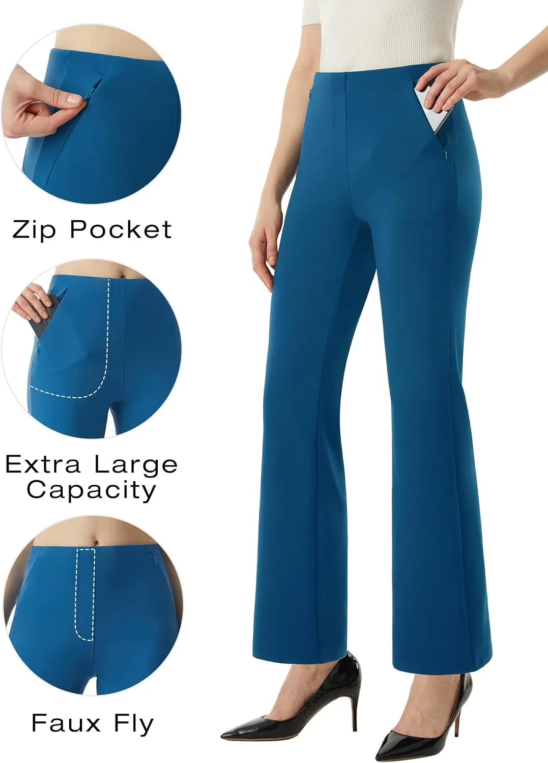 AFITNE Womens Yoga Dress Pants High Waisted Stretchy Straight Leg Business Casual Pants with Pockets Pull On Work Slacks
