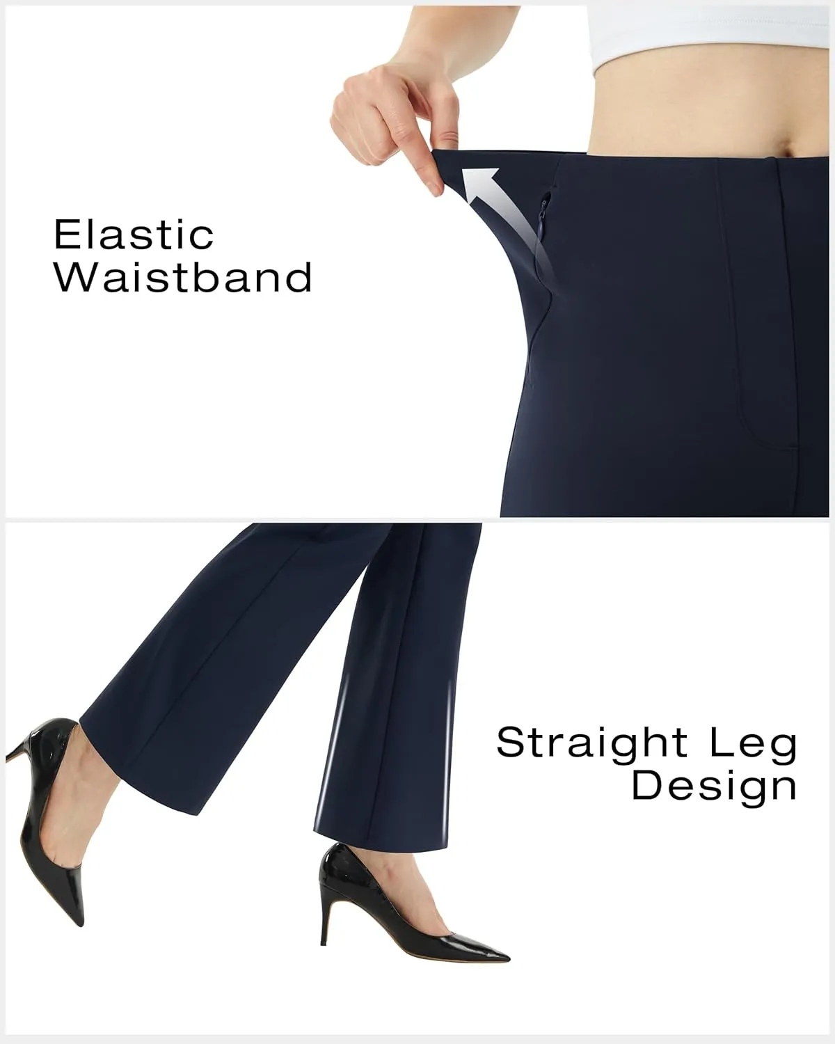 AFITNE Womens Yoga Dress Pants High Waisted Stretchy Straight Leg Business Casual Pants with Pockets Pull On Work Slacks