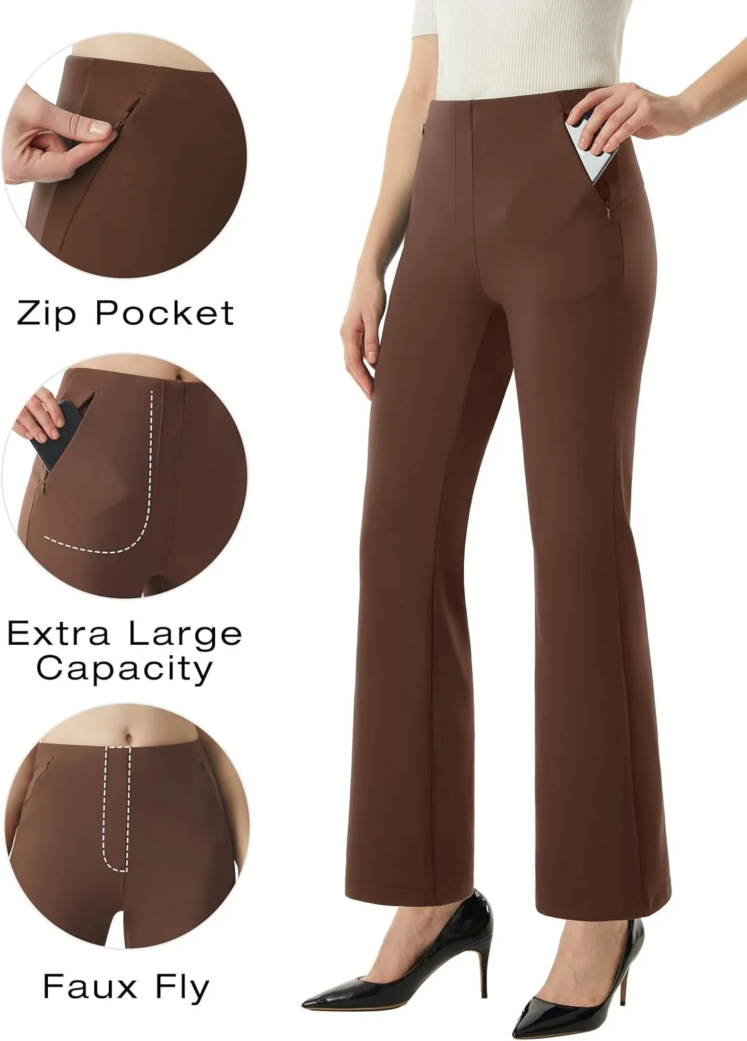 AFITNE Womens Yoga Dress Pants High Waisted Stretchy Straight Leg Business Casual Pants with Pockets Pull On Work Slacks