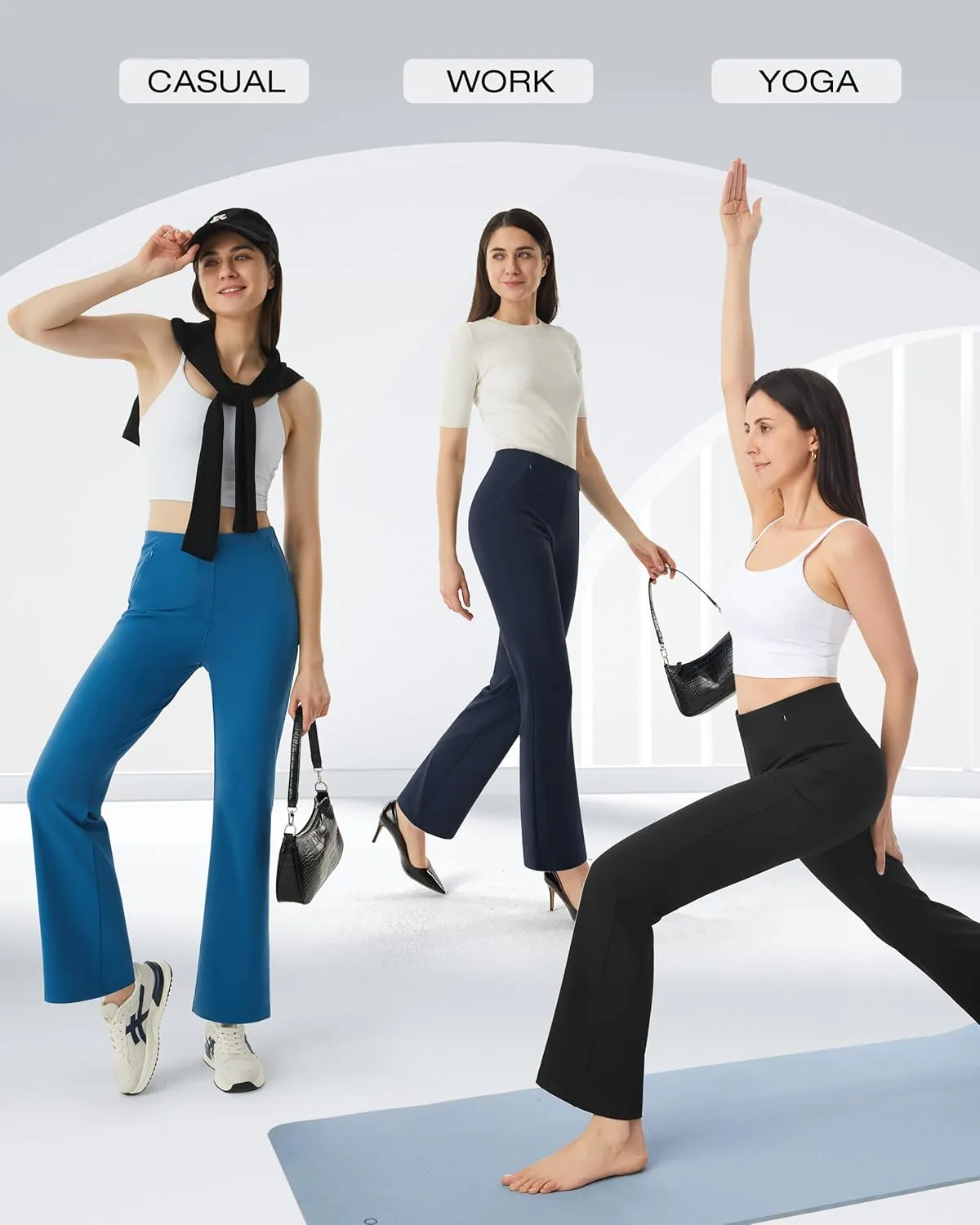 AFITNE Womens Yoga Dress Pants High Waisted Stretchy Straight Leg Business Casual Pants with Pockets Pull On Work Slacks
