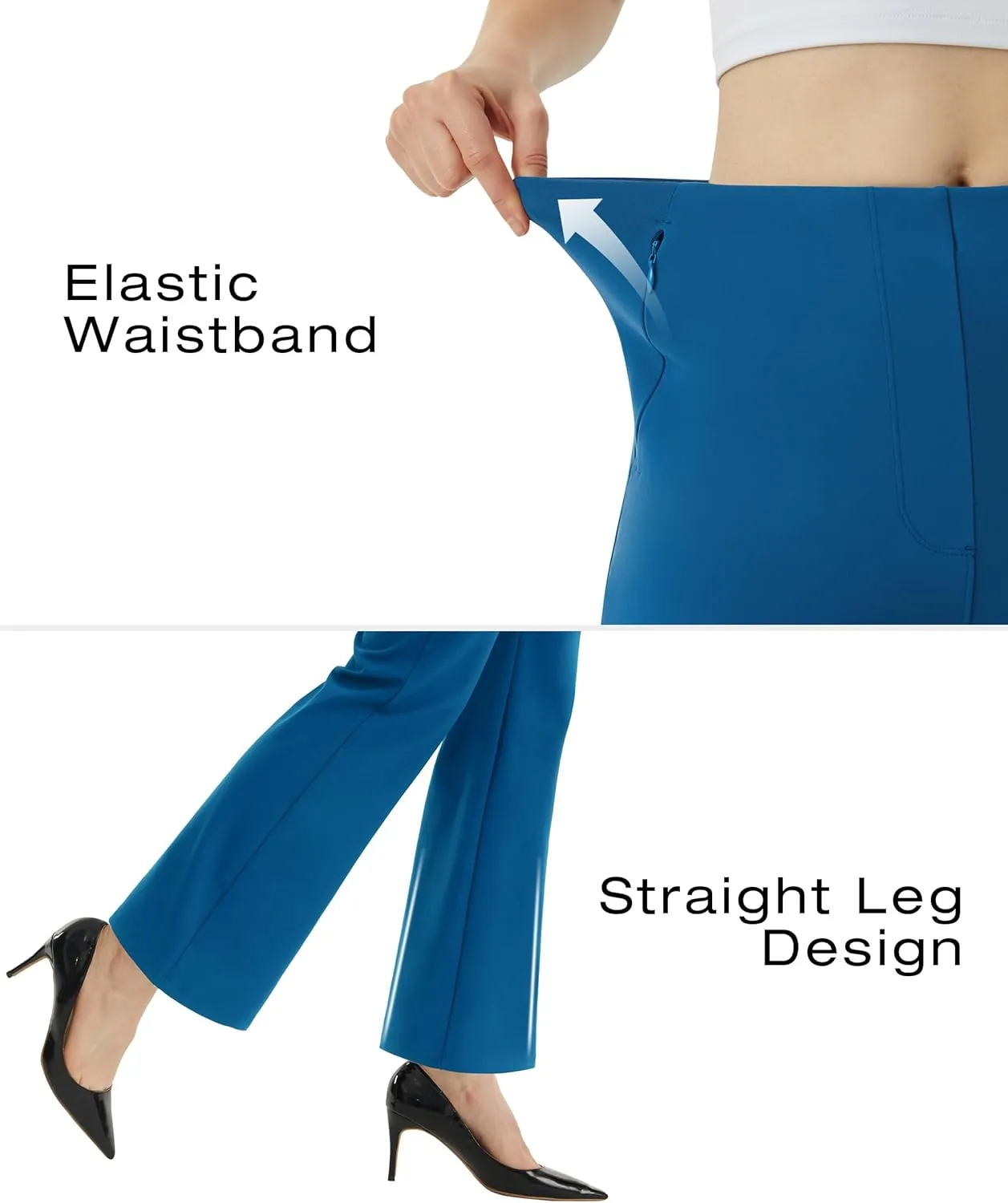 AFITNE Womens Yoga Dress Pants High Waisted Stretchy Straight Leg Business Casual Pants with Pockets Pull On Work Slacks