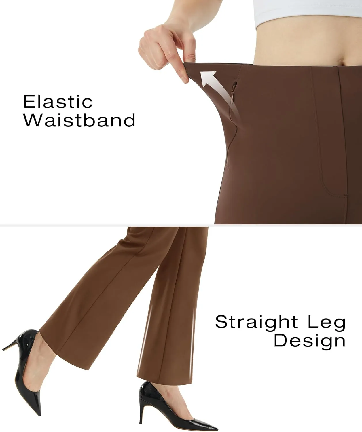 AFITNE Womens Yoga Dress Pants High Waisted Stretchy Straight Leg Business Casual Pants with Pockets Pull On Work Slacks