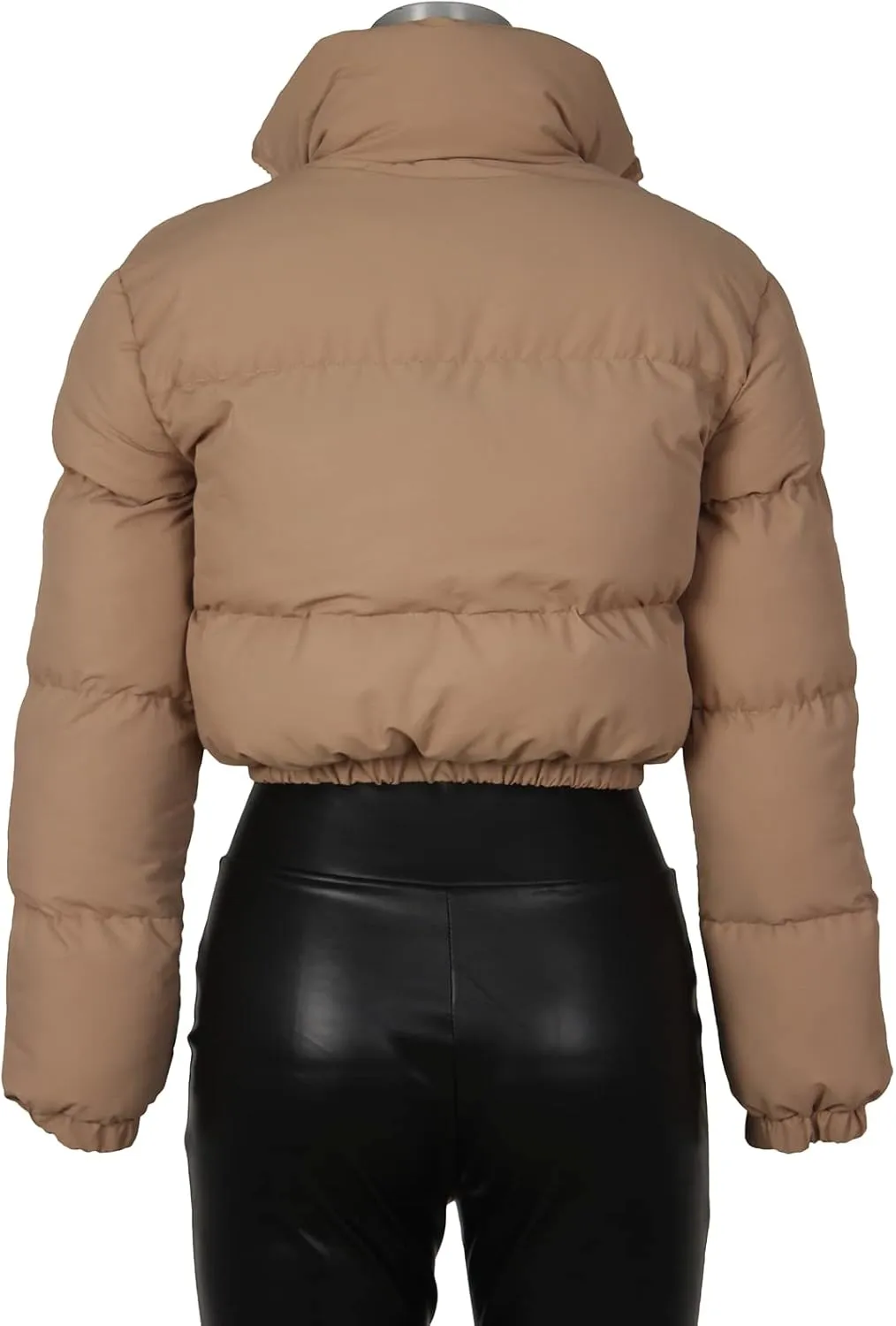 Alunzoem Puffer Jacket Womens Casual Long Sleeve Zip Up Winter Short Down Coat