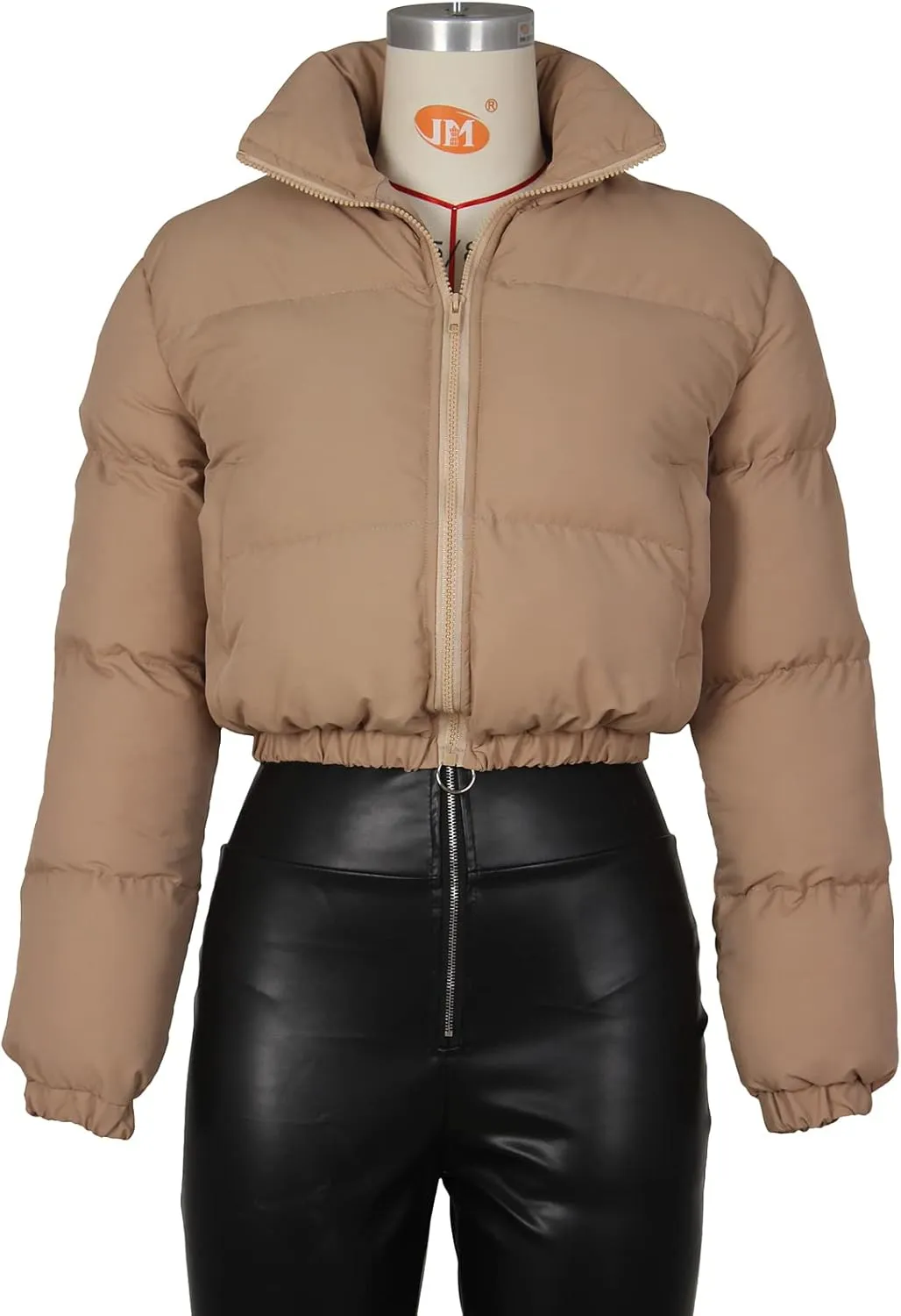 Alunzoem Puffer Jacket Womens Casual Long Sleeve Zip Up Winter Short Down Coat