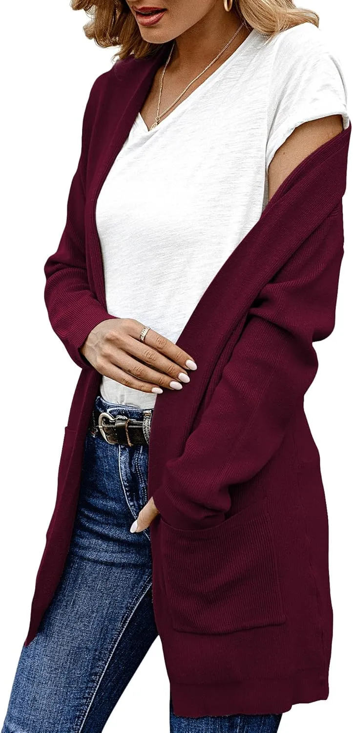 ANIXAY Cardigan Sweaters for Women 2024 Long Sleeve Open Front Knit Outwear Coat Womens Cardigan with Pockets