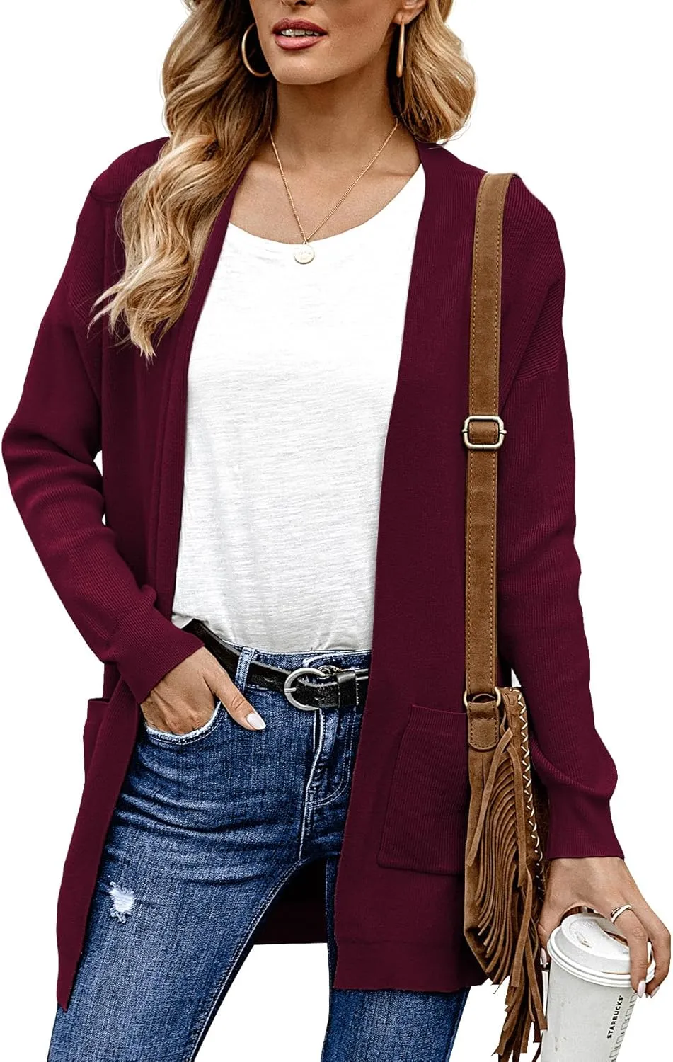 ANIXAY Cardigan Sweaters for Women 2024 Long Sleeve Open Front Knit Outwear Coat Womens Cardigan with Pockets