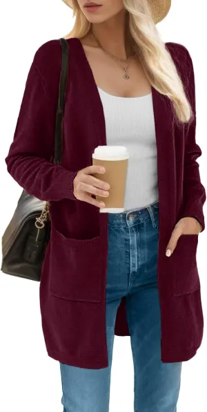ANIXAY Cardigan Sweaters for Women 2024 Long Sleeve Open Front Knit Outwear Coat Womens Cardigan with Pockets