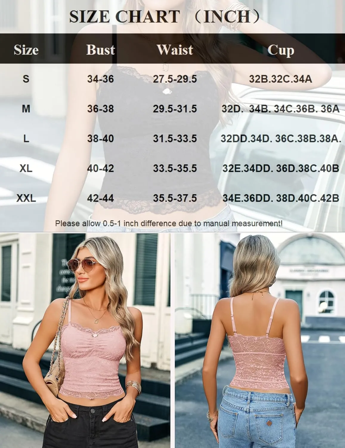 Avidlove Lace Camisole Tops Women Crop Top Ruched Tank Going Out Sexy Spaghetti Strap Cami Bralette
