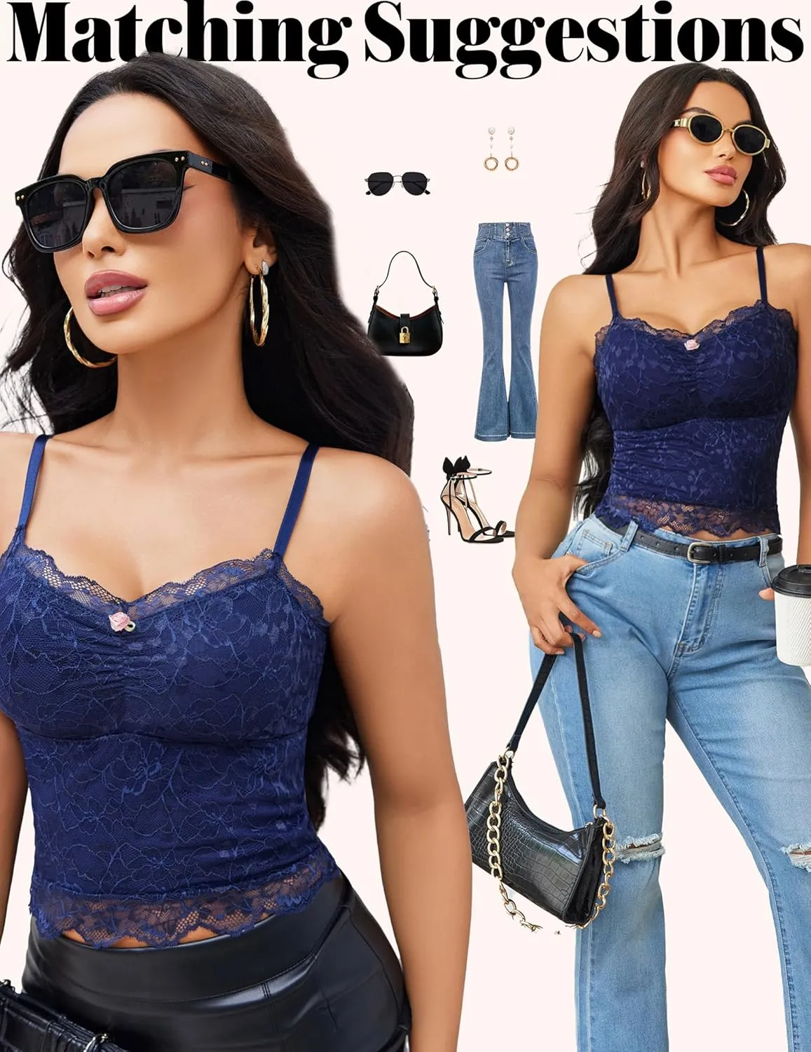 Avidlove Lace Camisole Tops Women Crop Top Ruched Tank Going Out Sexy Spaghetti Strap Cami Bralette