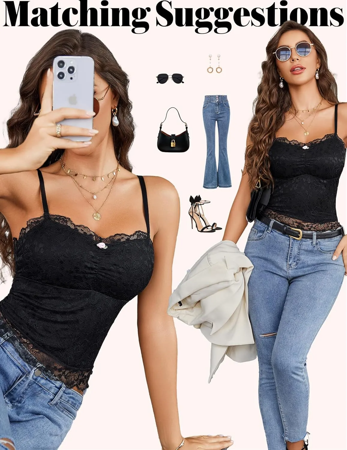 Avidlove Lace Camisole Tops Women Crop Top Ruched Tank Going Out Sexy Spaghetti Strap Cami Bralette