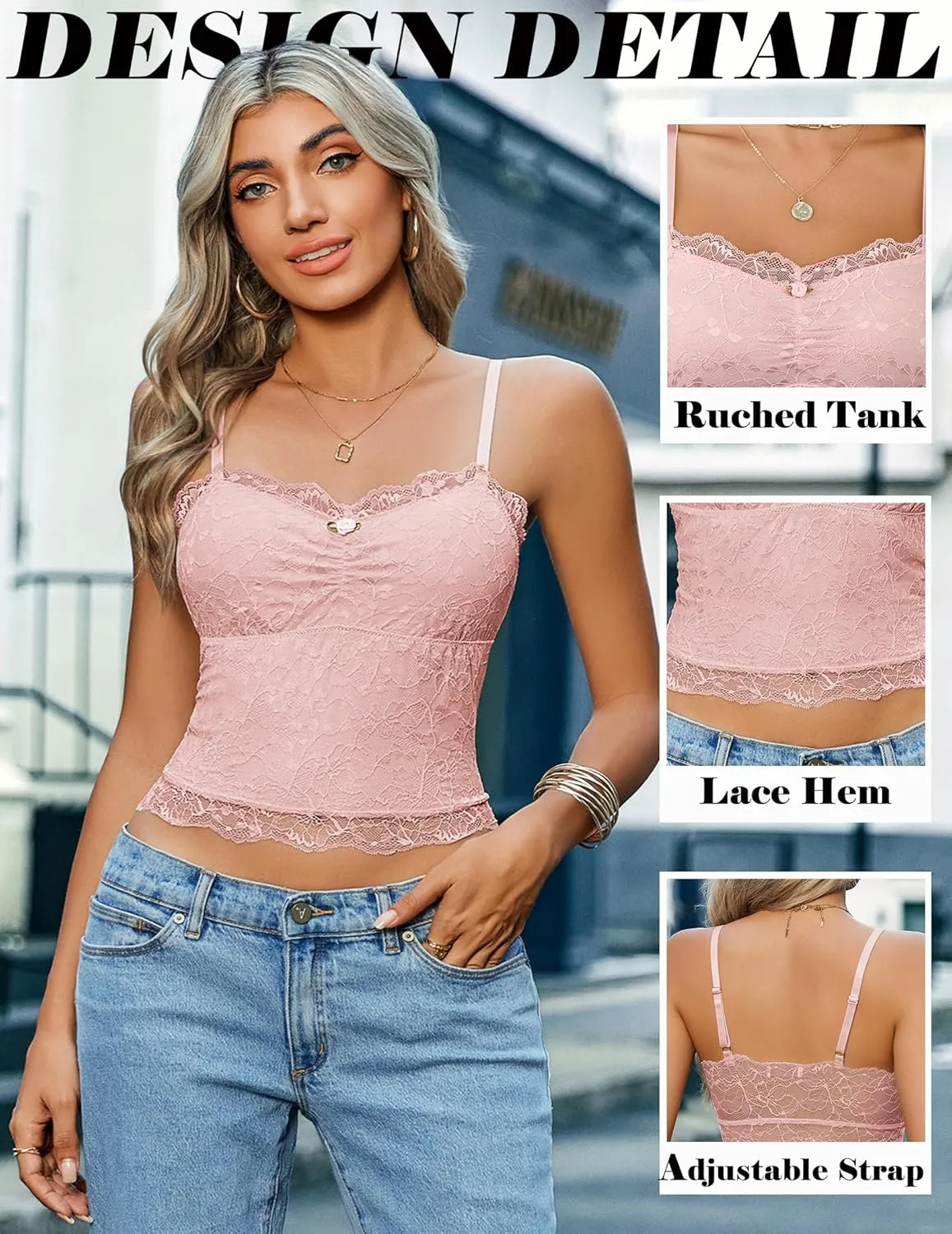 Avidlove Lace Camisole Tops Women Crop Top Ruched Tank Going Out Sexy Spaghetti Strap Cami Bralette
