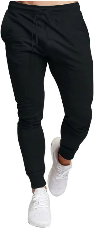 Aymnlox Mens Sweatpants Casual Jogging Pants for Men with Pockets Drawstring Athletic Workout Trousers Hiking Tapered Joggers