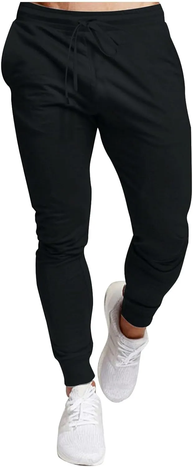 Aymnlox Mens Sweatpants Casual Jogging Pants for Men with Pockets Drawstring Athletic Workout Trousers Hiking Tapered Joggers