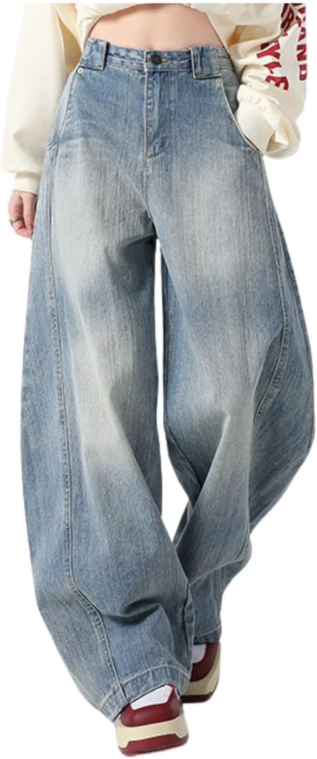 Baggy Jeans for Woman Men High Waisted Barrel Leg Jeans Trendy Boyfriend Denim Pants Vintage Streetwear Clothes