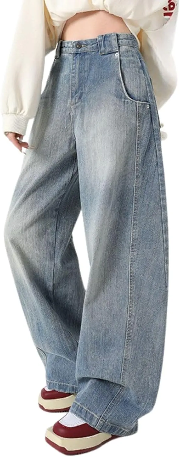 Baggy Jeans for Woman Men High Waisted Barrel Leg Jeans Trendy Boyfriend Denim Pants Vintage Streetwear Clothes