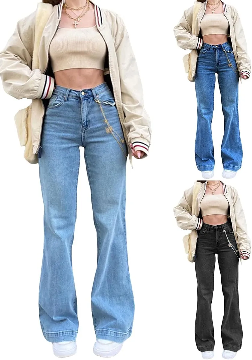 Baggy Jeans for Women High Waist Streetwear Jeans Vintage Wide Leg Straight Denim Pants Womens Casual Trousers
