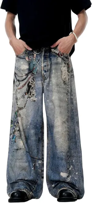 Baggy Jeans for Women Men Ripped Straight Leg Pants High Waisted Distressed Jeans Y2K Grunge Summer Clothes.