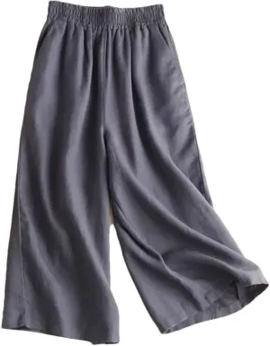 Bciopll Women's 2025 Summer Wide Leg Pants Ladies High Waist Linen Casual Trousers Embroidery Pants
