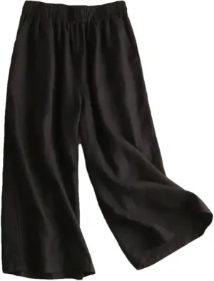 Bciopll Women's 2025 Summer Wide Leg Pants Ladies High Waist Linen Casual Trousers Embroidery Pants