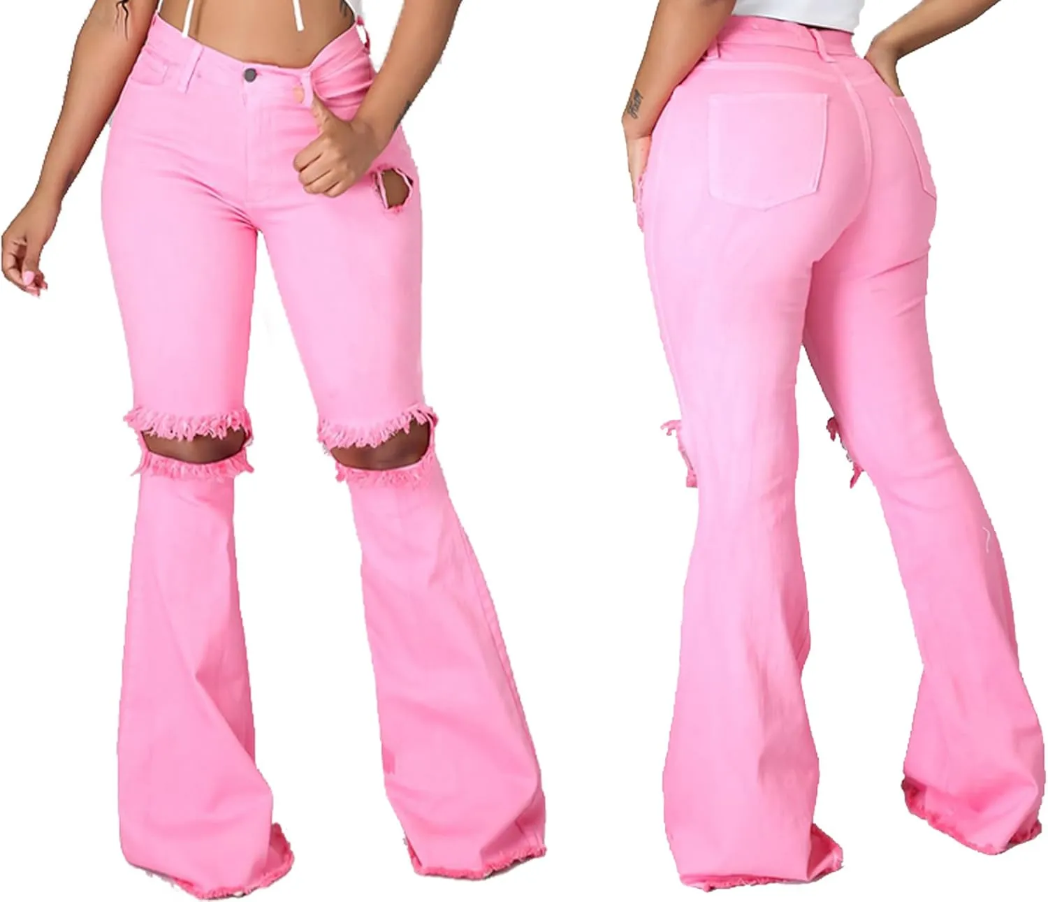 Bell Bottom Jeans for Women Skinny Flared Jeans Elastic High Waisted Vintage 70s Classic Stretchy Wide Leg Denim Pants