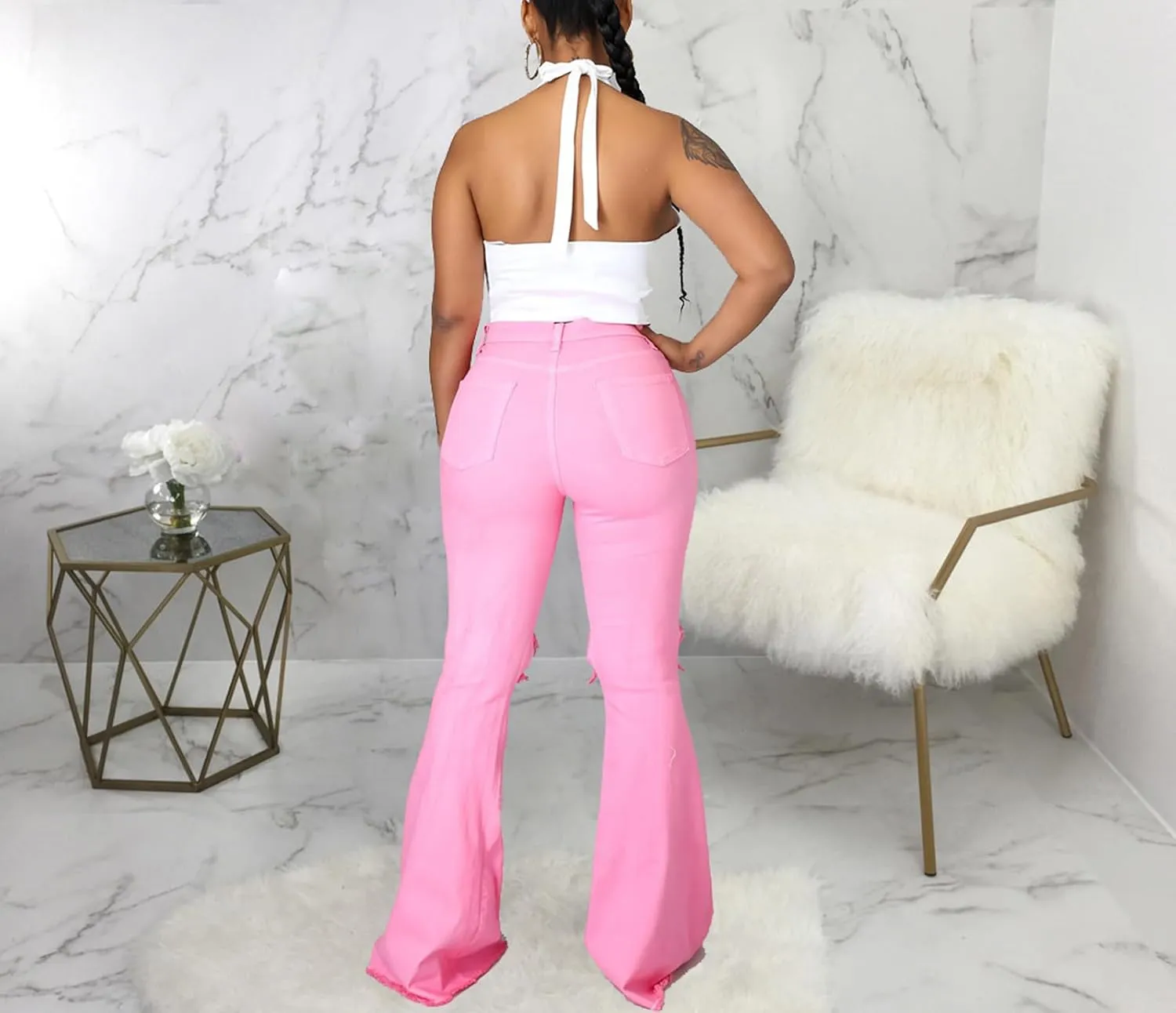 Bell Bottom Jeans for Women Skinny Flared Jeans Elastic High Waisted Vintage 70s Classic Stretchy Wide Leg Denim Pants