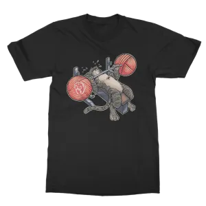 Benchpressing Brown Tabby Cat T-shirt (UK)
