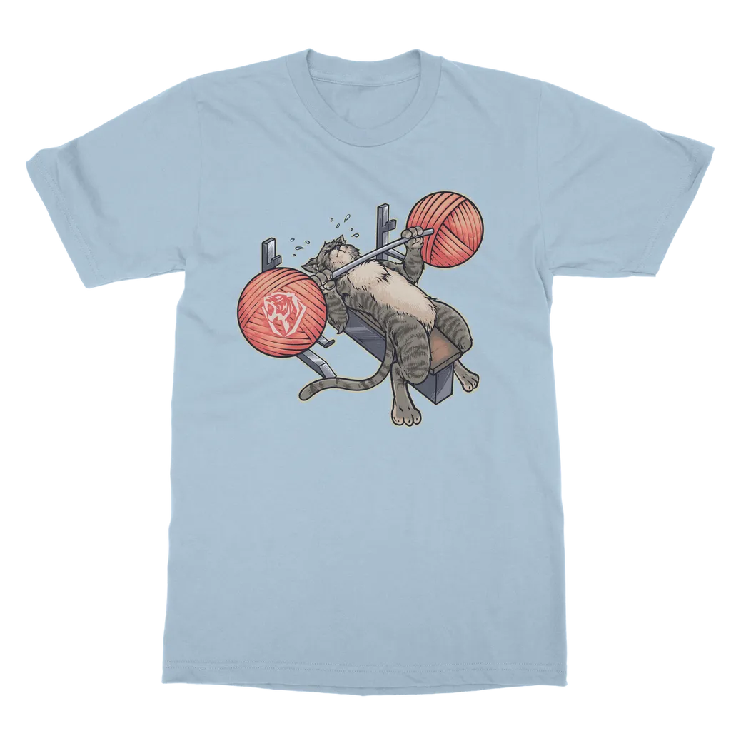 Benchpressing Brown Tabby Cat T-shirt (UK)