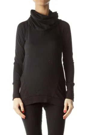 Black Cowl Neck Athletic Top