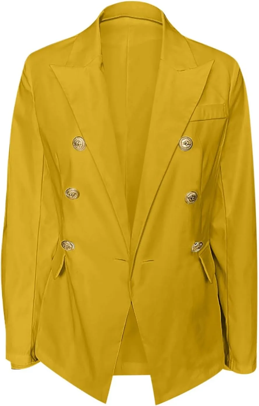 Blazers for Women Business Casual Long Sleeve Fitted Blazer Double Breasted Blazer Work Office Jacket Elegant Blazers