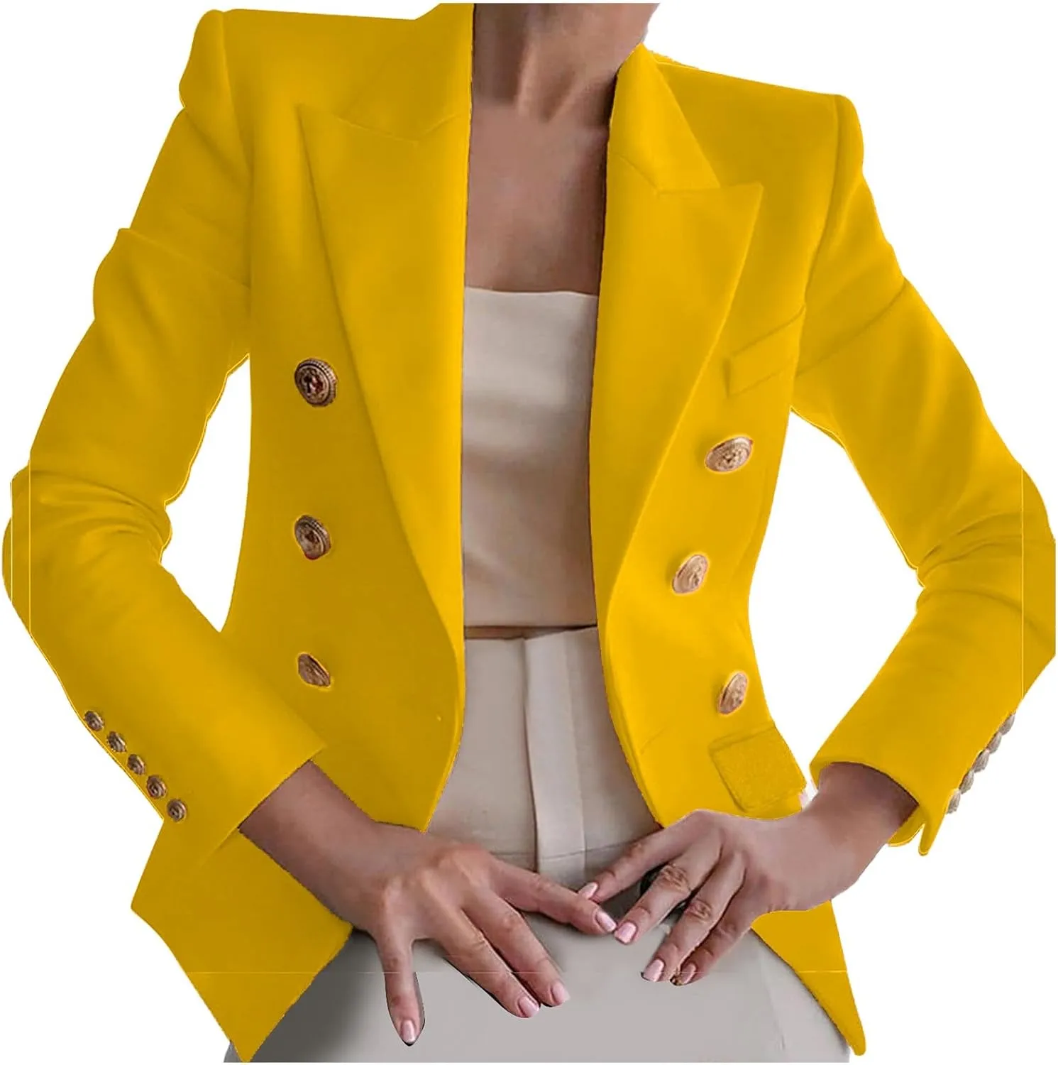 Blazers for Women Business Casual Long Sleeve Fitted Blazer Double Breasted Blazer Work Office Jacket Elegant Blazers