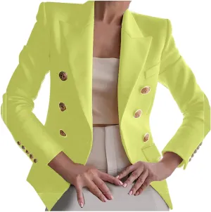 Blazers for Women Business Casual Long Sleeve Fitted Blazer Double Breasted Blazer Work Office Jacket Elegant Blazers