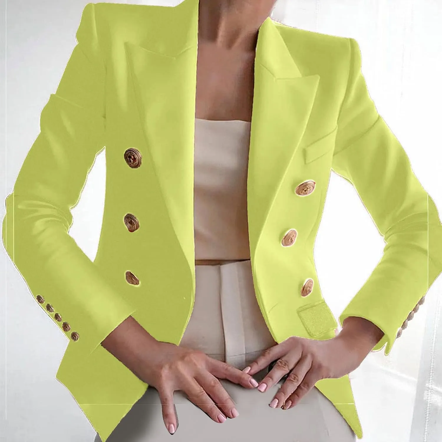 Blazers for Women Business Casual Long Sleeve Fitted Blazer Double Breasted Blazer Work Office Jacket Elegant Blazers