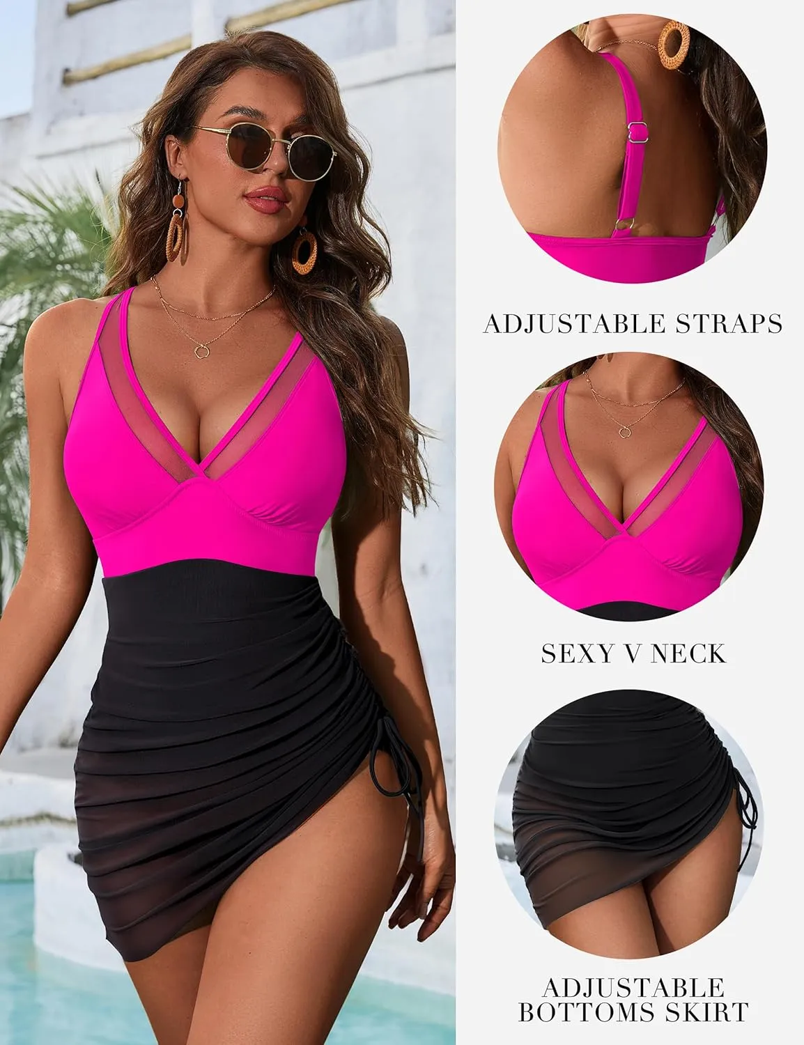 Blooming Jelly Womens One Piece Swimsuit Tummy Control Swim Dress Curvy Modest Bathing Suit Wraps Sarong Swim Suits 2025