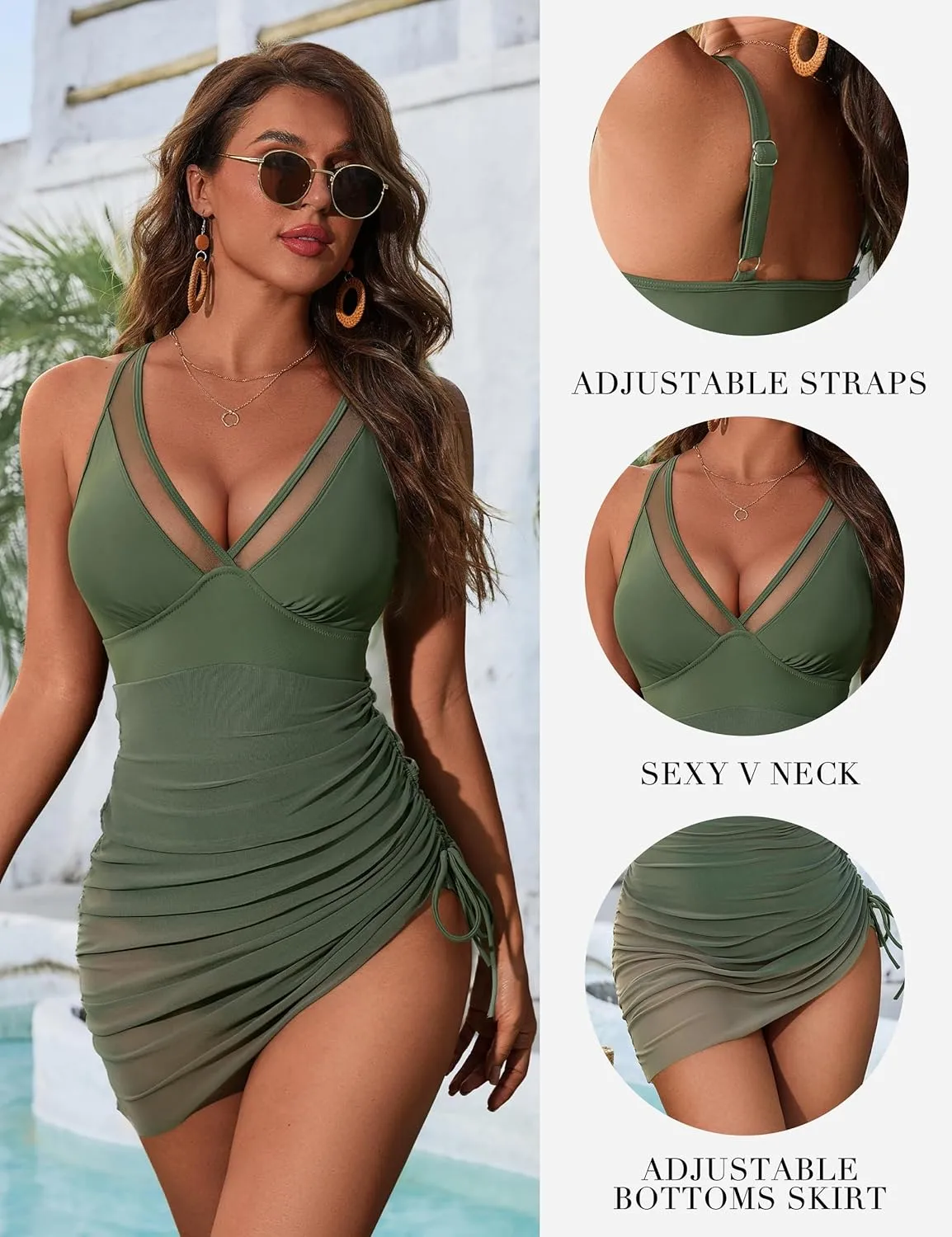 Blooming Jelly Womens One Piece Swimsuit Tummy Control Swim Dress Curvy Modest Bathing Suit Wraps Sarong Swim Suits 2025