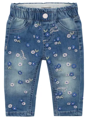 Blue Petite Flower Denim Shorts (0-18M)
