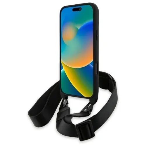 BMW M Series Carbon Stripe & Strap Case for iPhone 16 Pro Max 6.9" Black - BMHCP16X23PSCCK