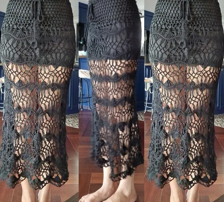 Bohemian Crochet Knitted Long Maxi Skirt