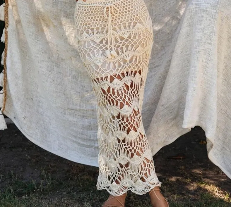 Bohemian Crochet Knitted Long Maxi Skirt