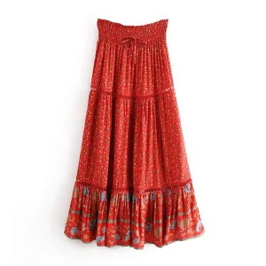 Bohemian Floral Midi Skirt