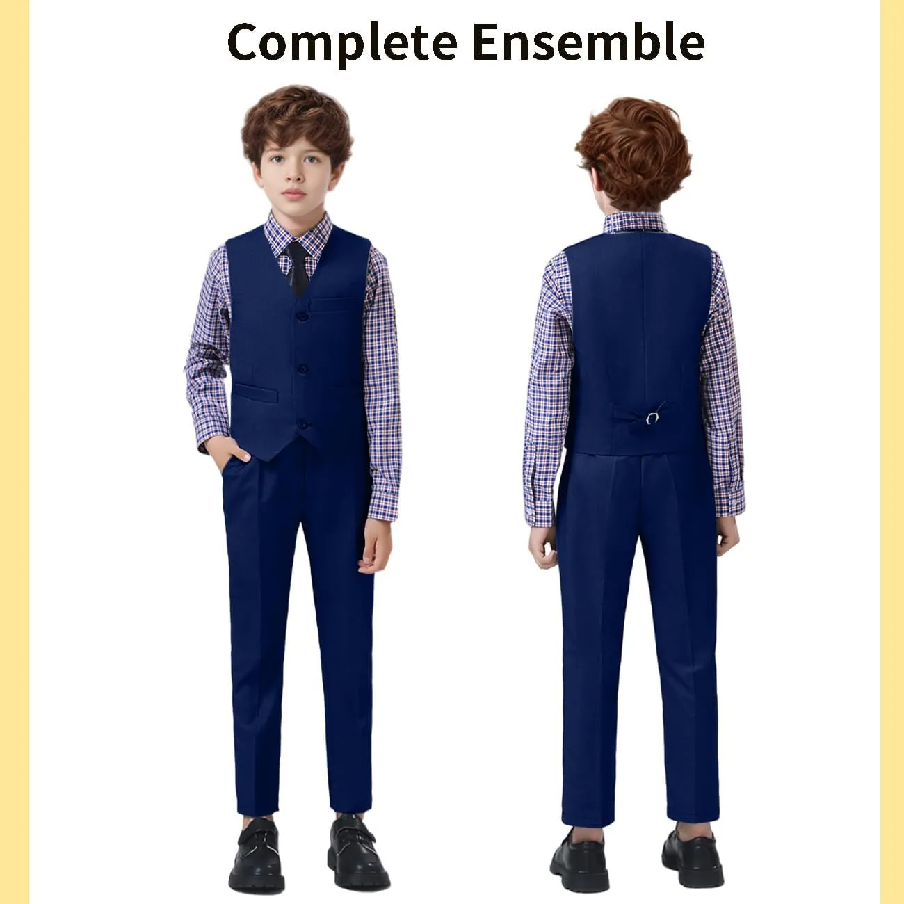 Boys Suit, Kids Formal Tuxedos for Boy Vest and Pants Set, Teen Boys Dress Clothes for Wedding