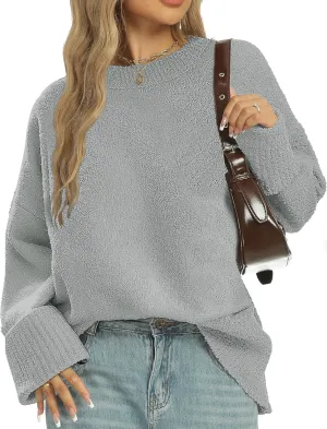 Buauty Womens Oversized Long Sleeve Crewneck Fall Sweaters Chunky Fuzzy Knit Pullover Clothes 2025 Trendy Outfits