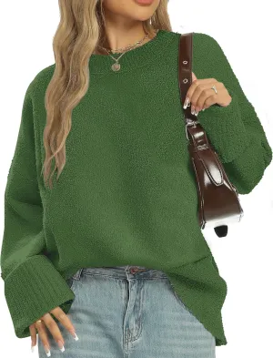 Buauty Womens Oversized Long Sleeve Crewneck Fall Sweaters Chunky Fuzzy Knit Pullover Clothes 2025 Trendy Outfits