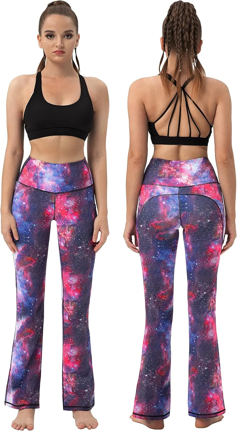 BUBBLELIME 29"/31"/33"/35"/37" Women Bootleg/Wide Legs High Waist Yoga Pants Tummy Control Bootcut Workout Flared Out Pockets
