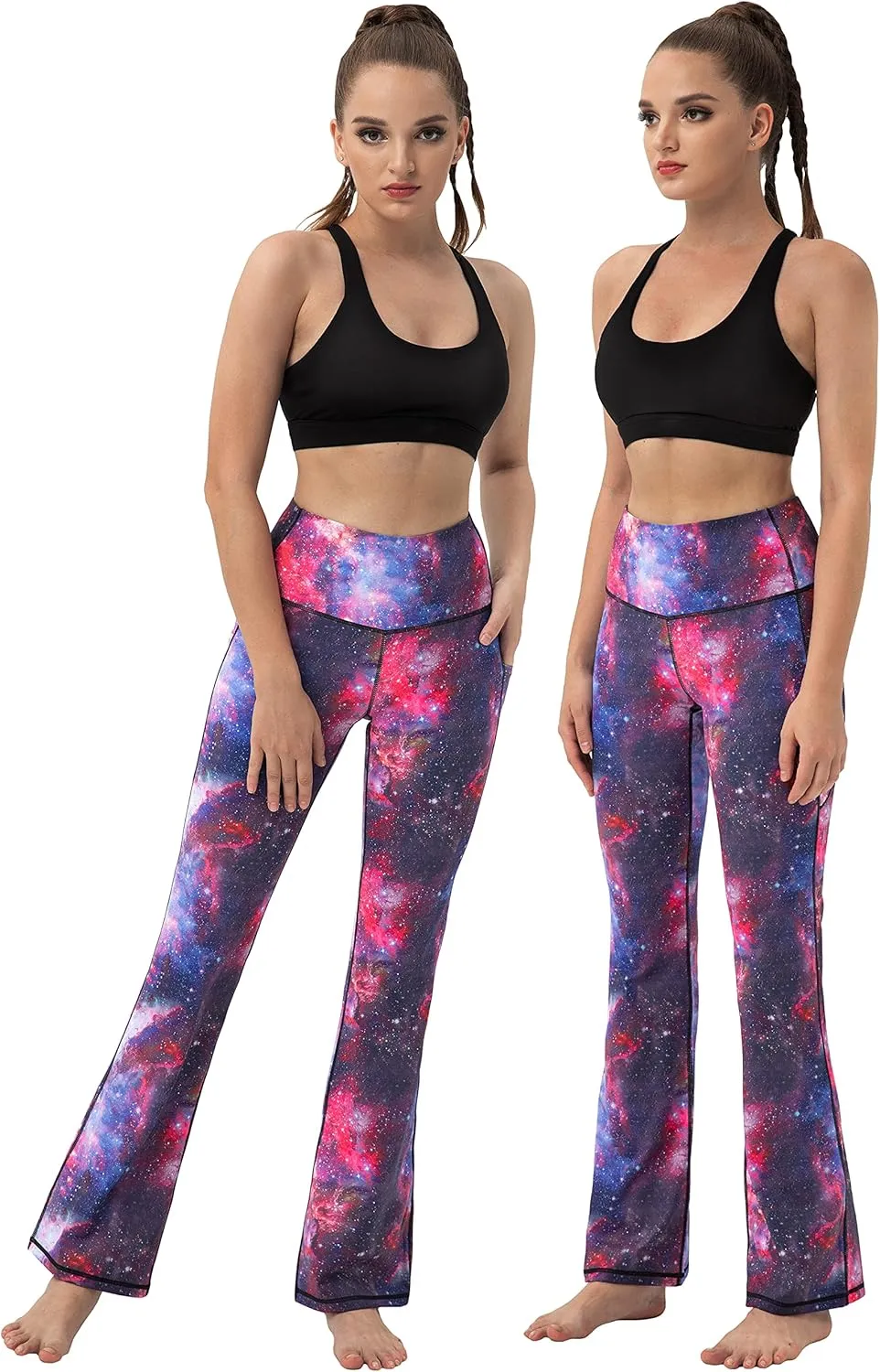 BUBBLELIME 29"/31"/33"/35"/37" Women Bootleg/Wide Legs High Waist Yoga Pants Tummy Control Bootcut Workout Flared Out Pockets